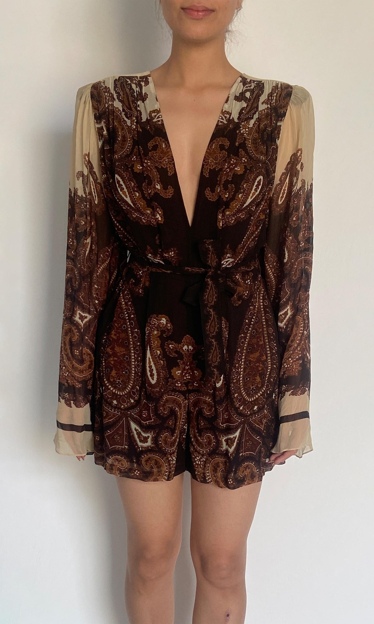 Hemant And Nandita | Omya Viscose Crinkle Chiffon Romper | Multicolor