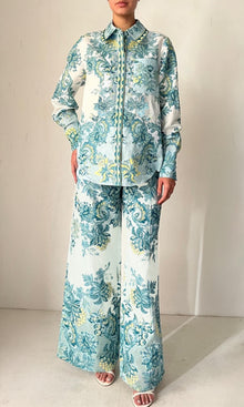 Womens | Pahi Linen Cotton Pant | Blue Floral