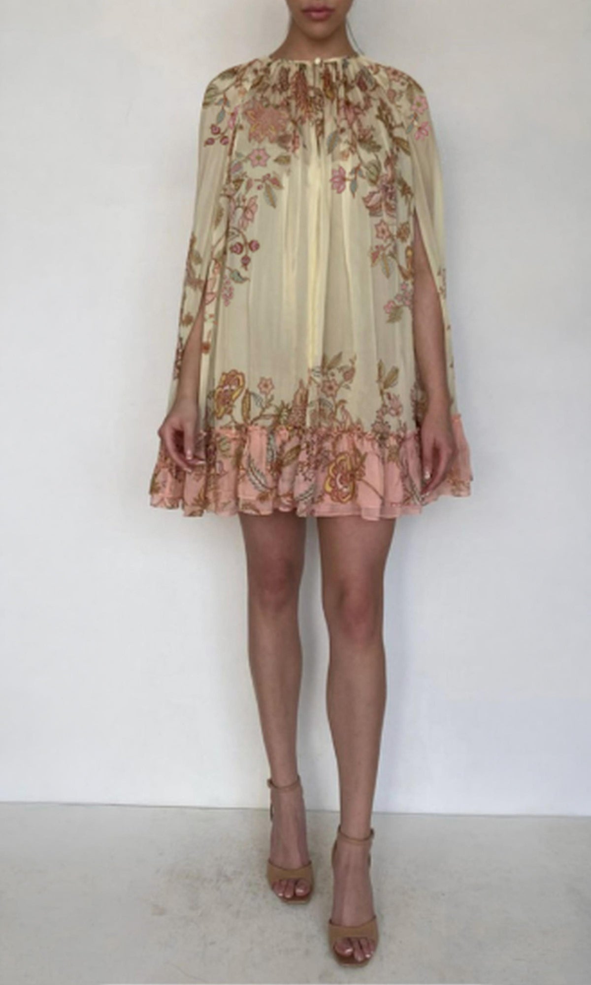 Womens | Riah Flat Chiffon Mini Cape With Slip | Printed