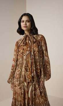 Womens | Rida Viscose Flat Chiffon Boho Tie Top | Multi