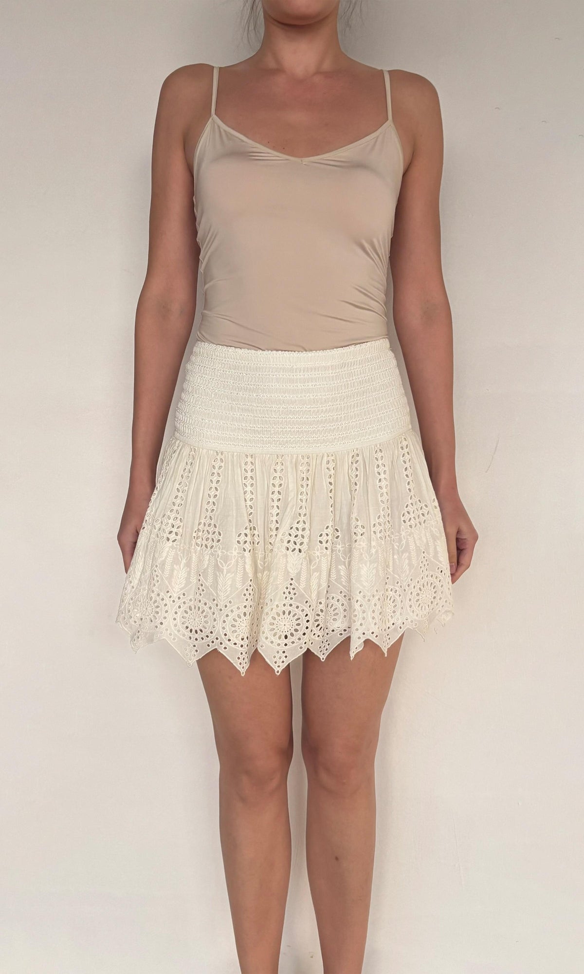 Womens | Ruby Cotton Schiffli Short Skirt | White