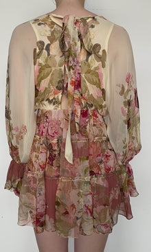 Womens | Sama Viscose Crinkle Chiffone Short Dress | Ivory Multi