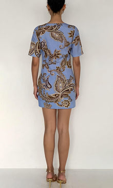 Hemant And Nandita | Saya Linen Cotton Short Dress | Cornflour Blue