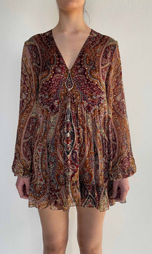 Womens | Shifa Viscose Flat Chiffon Mini Dress | Burgundy