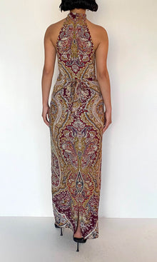 Hemant And Nandita | Shifa Viscose Heavy Crepe Halter Ankle Length Dress | Burgundy