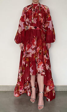 Womens | Tuhi Linen Orgenza Long Dress | Red Multi