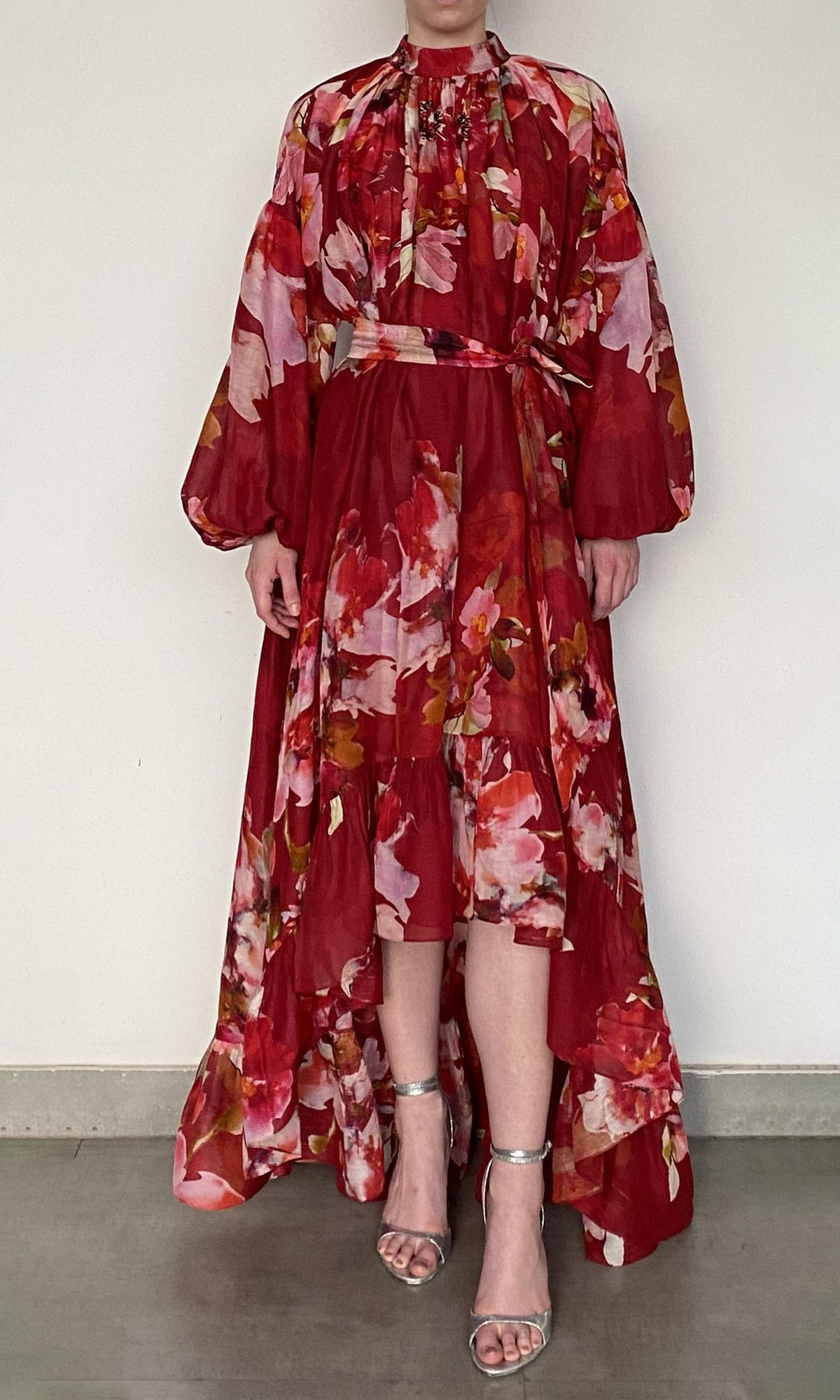 Womens | Tuhi Linen Orgenza Long Dress | Red Multi