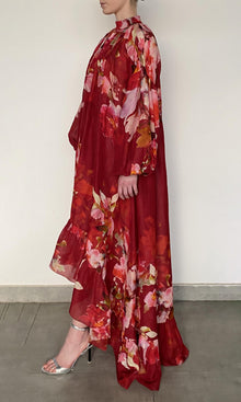 Womens | Tuhi Linen Orgenza Long Dress | Red Multi