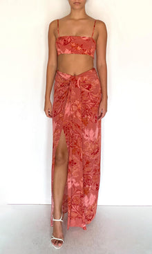 Womens | Vine Viscose Natural Crepe Bandeau | Coral