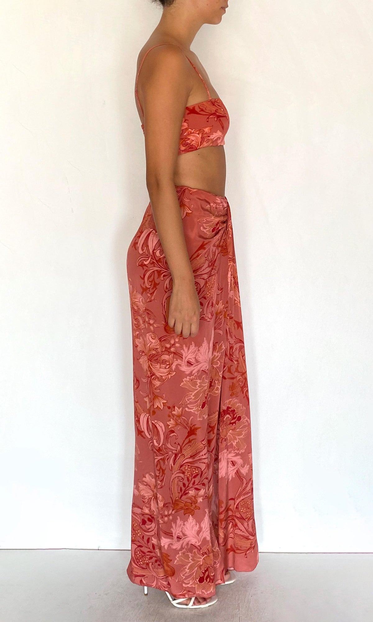Womens | Vine Viscose Natural Crepe Bandeau | Coral