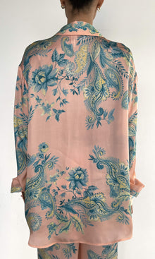 Hemant And Nandita | Wani Viscose Satin Oversized Shirt | Pink Blue Multi