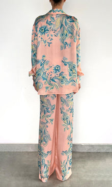 Hemant And Nandita | Wani Viscose Satin Oversized Shirt | Pink Blue Multi