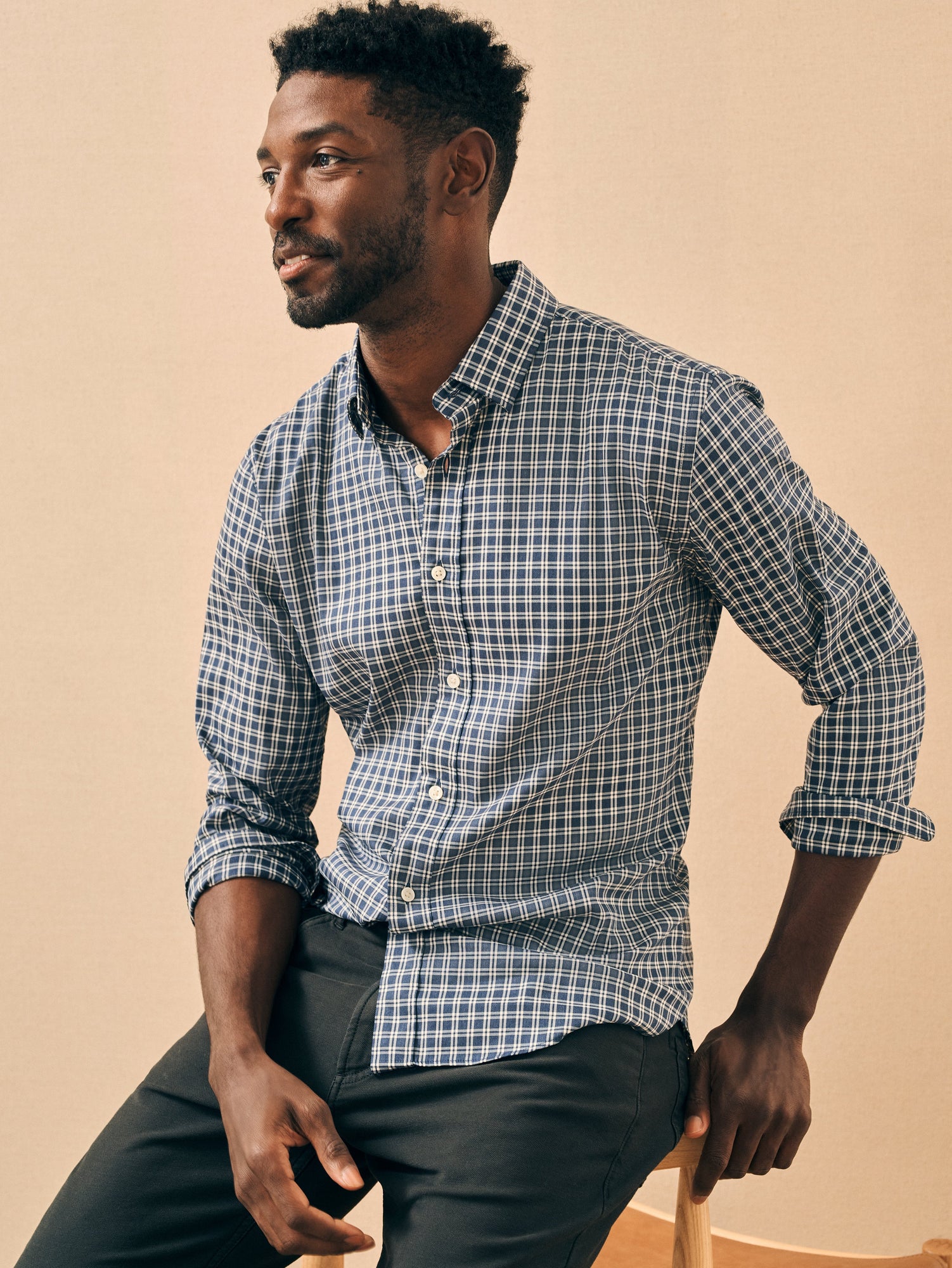 Mens - The Movement Shirt | Navy White Check