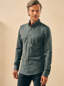 Mens - Houndstooth Knit Shirt | Charcoal Houndstooth