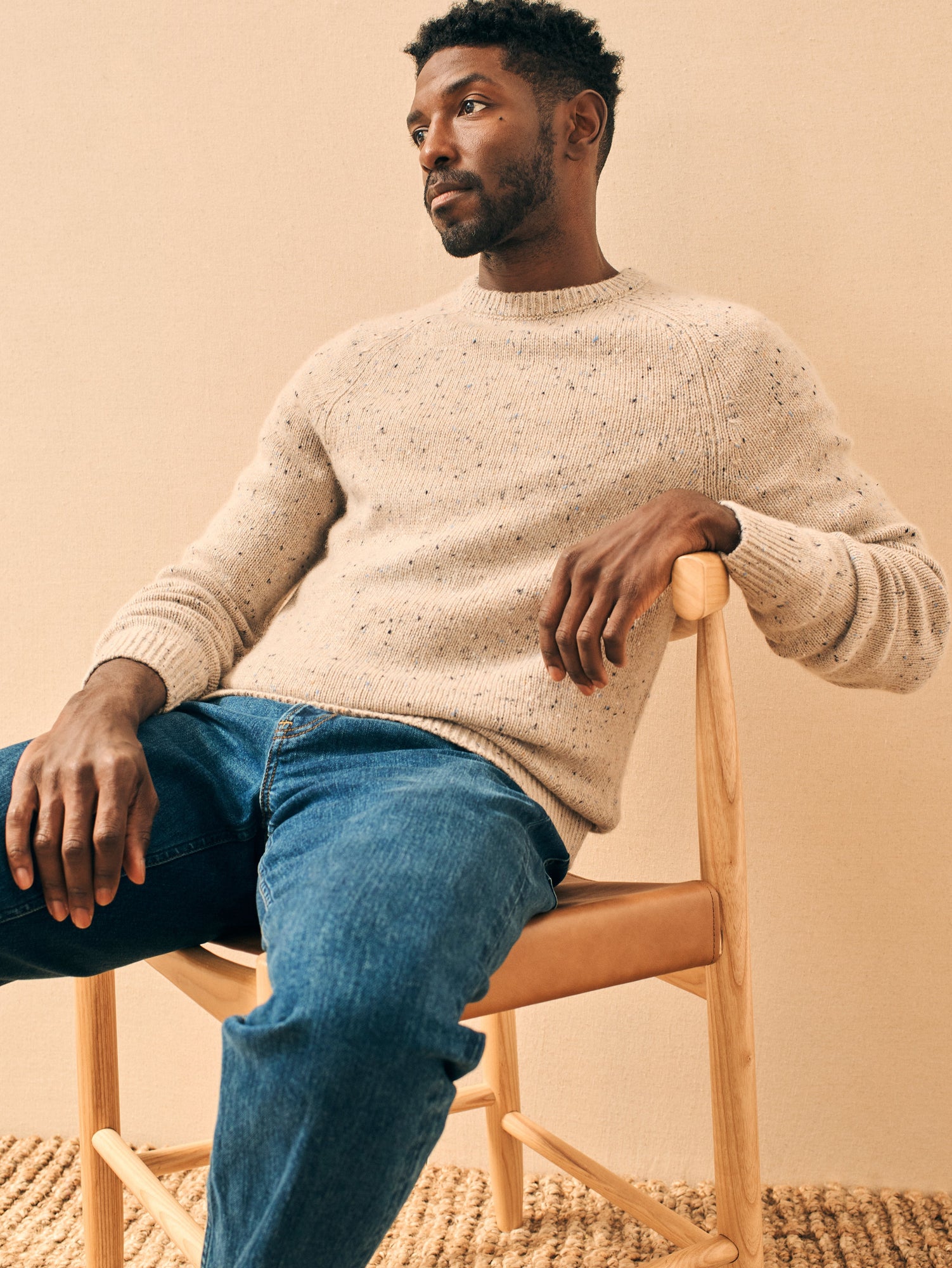 Mens - Donegal Wool Crew | Winter Dune