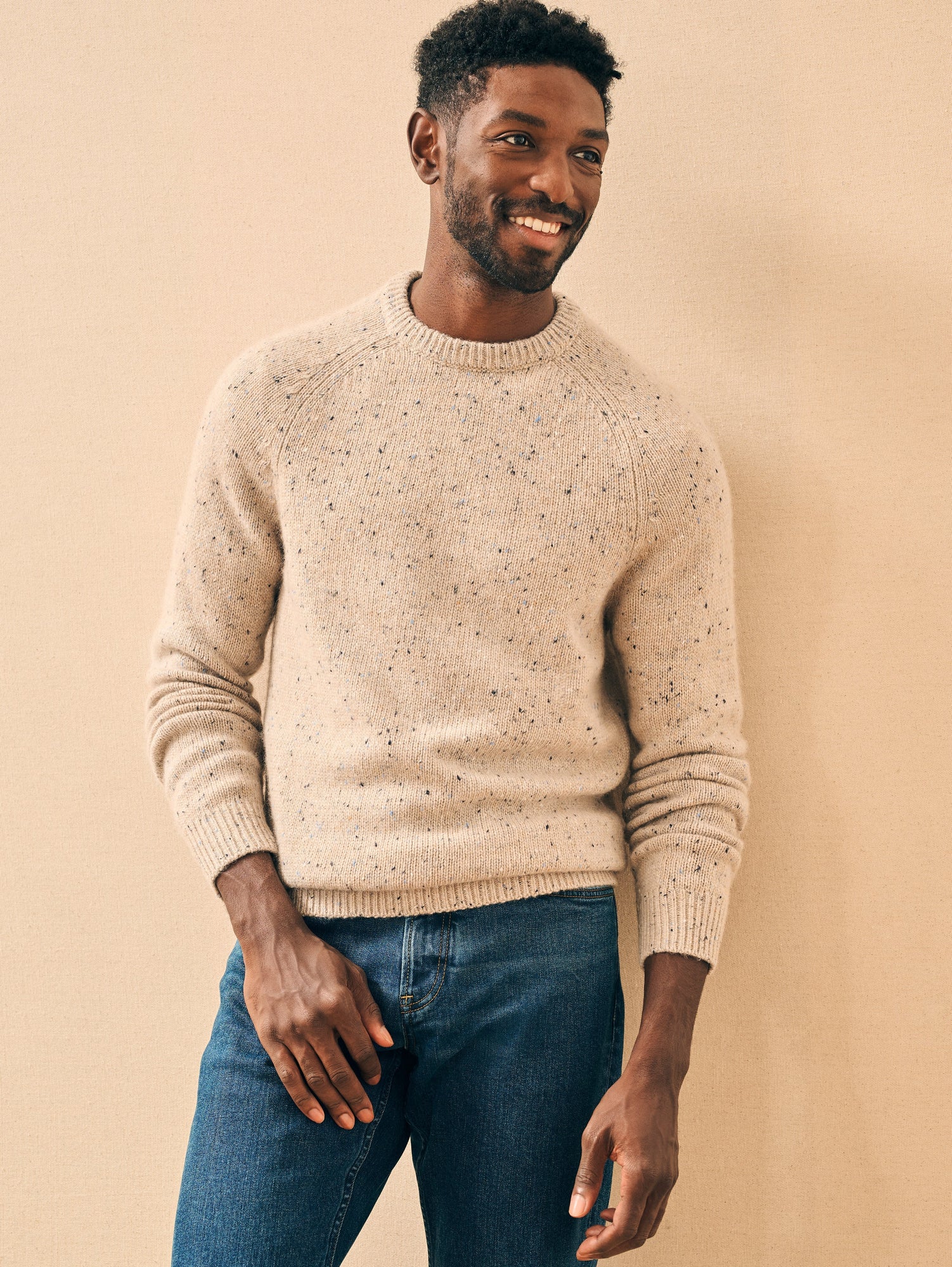 Mens - Donegal Wool Crew | Winter Dune