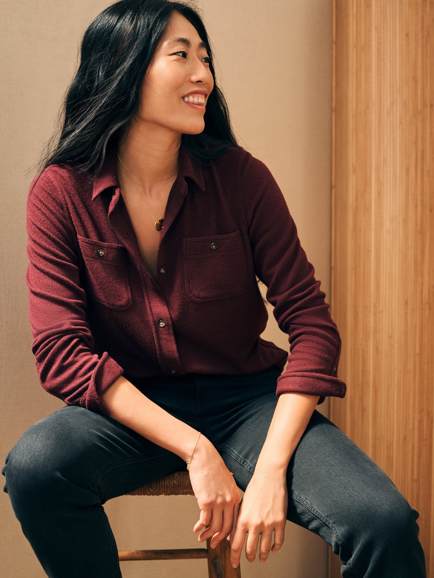 Womens - Legend Sweater Shirt | Burgundy Twill