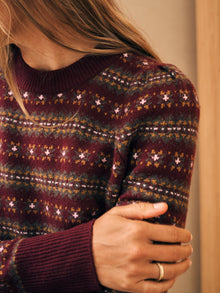 Womens - Highland Fair Isle Puff Sleeve Sweater | Maroon Multi