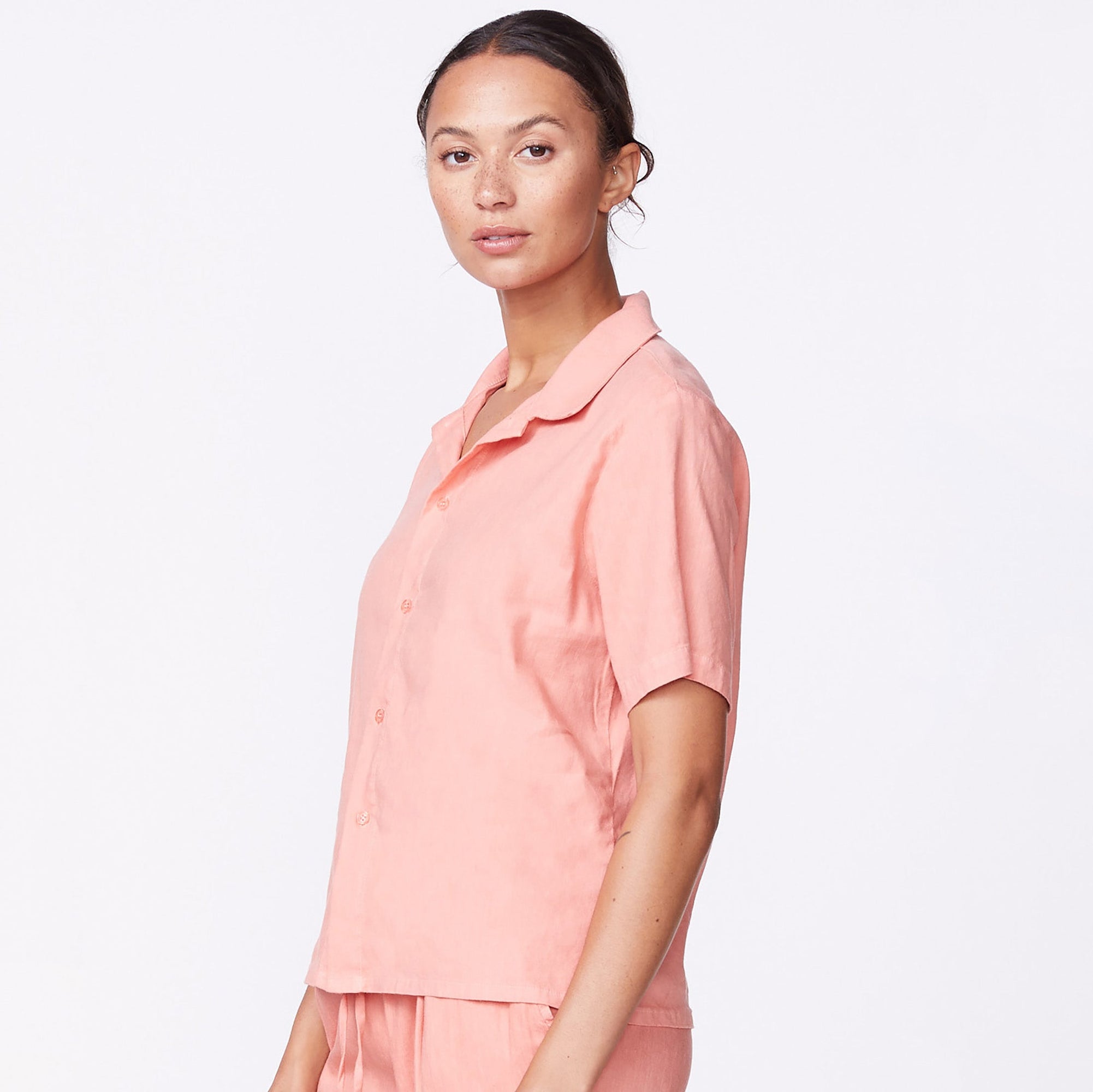 Linen Vacation Shirt | Women | Faded Coral