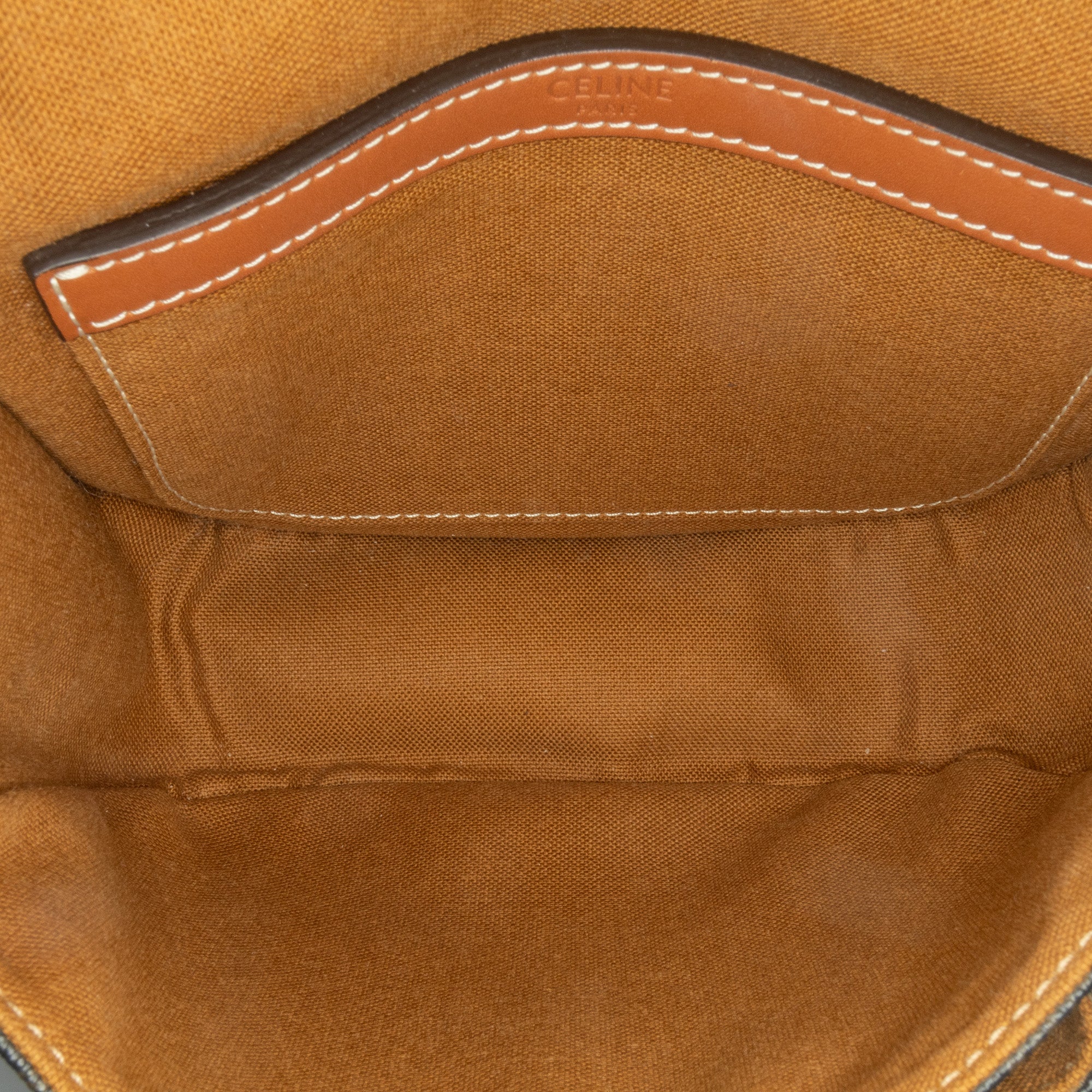 Celine | Pre-Owned Medium Triomphe Coated Canvas Folco Crossbody - II | Brown/Dark Brown