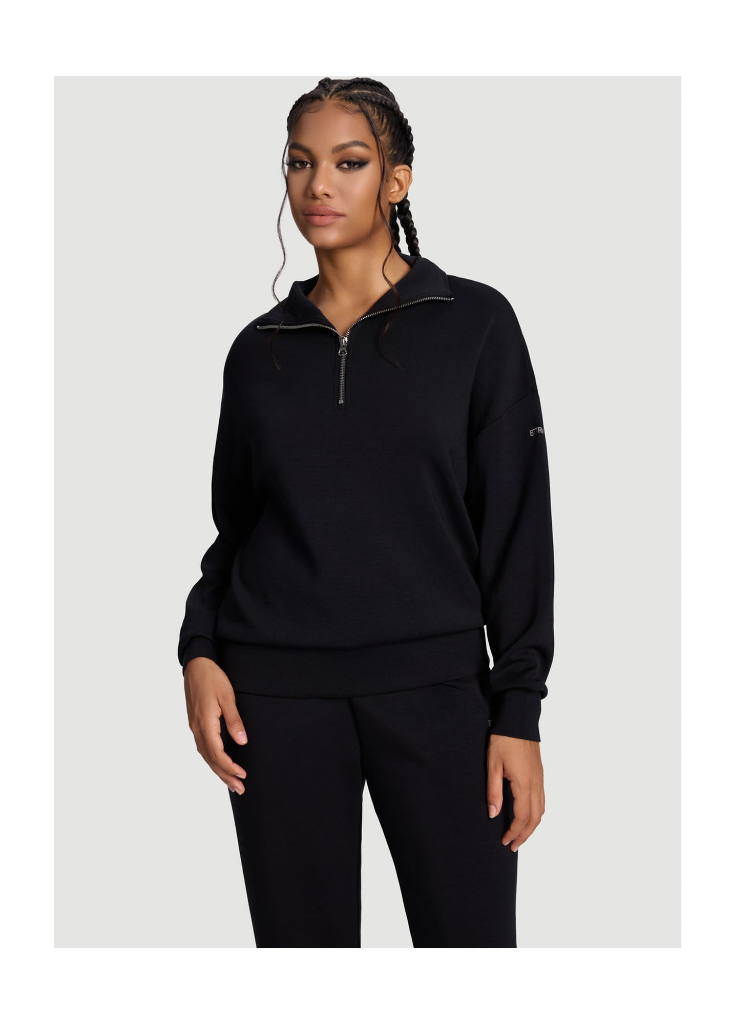 Half-Zip Long Sleeve Sweatshirt | Black