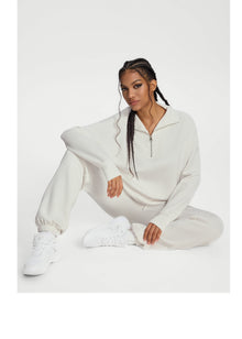 Half-Zip Long Sleeve Sweatshirt | White