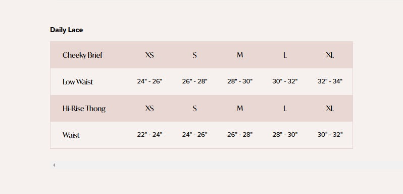 Product size guide