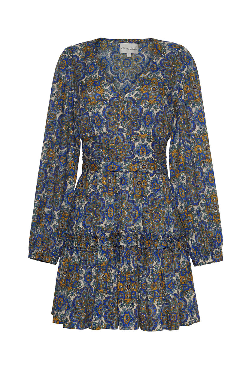 Harper Dress | Scarf Medallion Blue