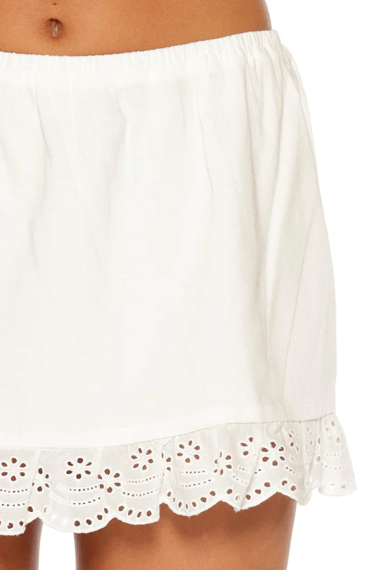 Hart Broderie Trim Mini Skirt | White