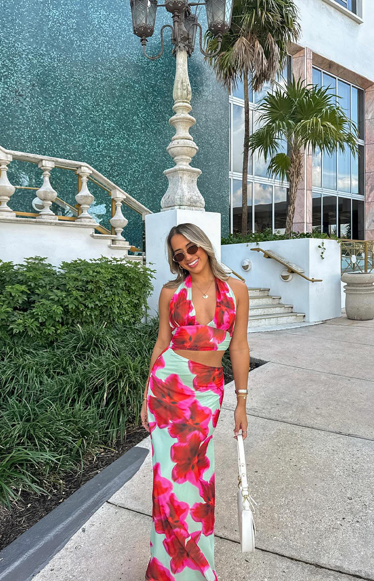 Harvey Floral Print Maxi Dress | Green