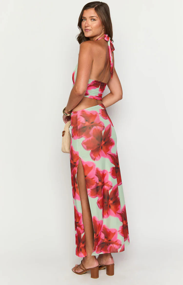 Harvey Floral Print Maxi Dress | Green