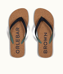 Haston Cork Embossed Logo Slider Sandals | Navy/Silver Green