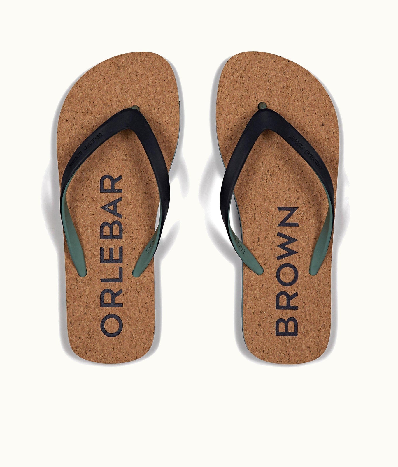 Haston Cork Embossed Logo Slider Sandals | Navy/Silver Green