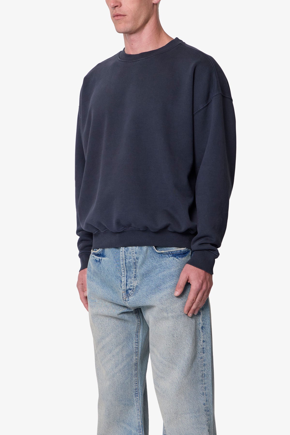 Heavy Basic Crewneck Sweater | Washed Black