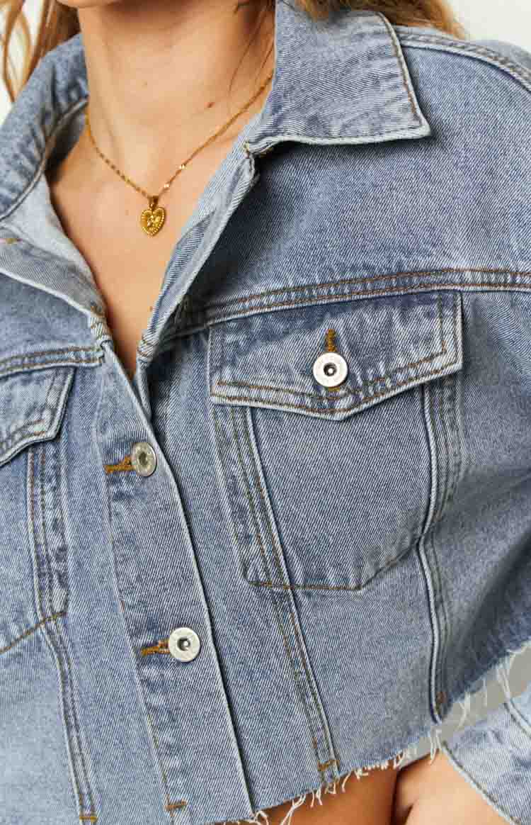 Helena Denim Cropped Jacket | Mid Wash
