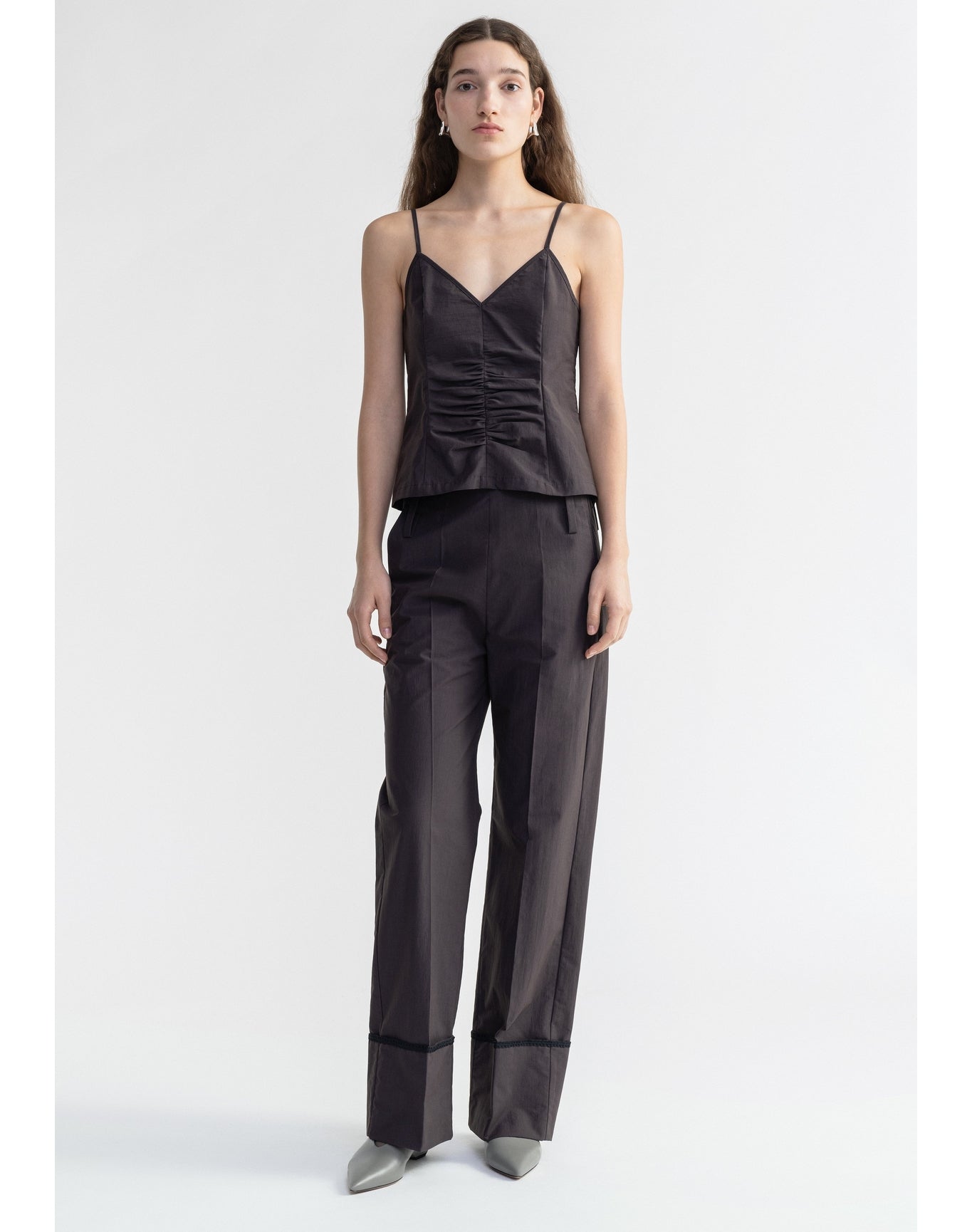 Henny | Poplin Ruched Cami Top | Storm