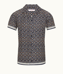 Hibbert Fiore Print Classic Fit Capri Collar Shirt | Night Iris