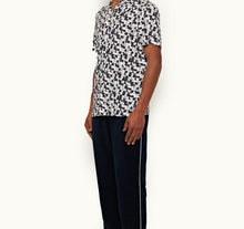 Hibbert Linen O.B Monogram Capri Collar Shirt | Navy/White