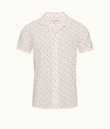 Hibbert Logo Print Classic Fit Capri Collar Shirt | White Sand
