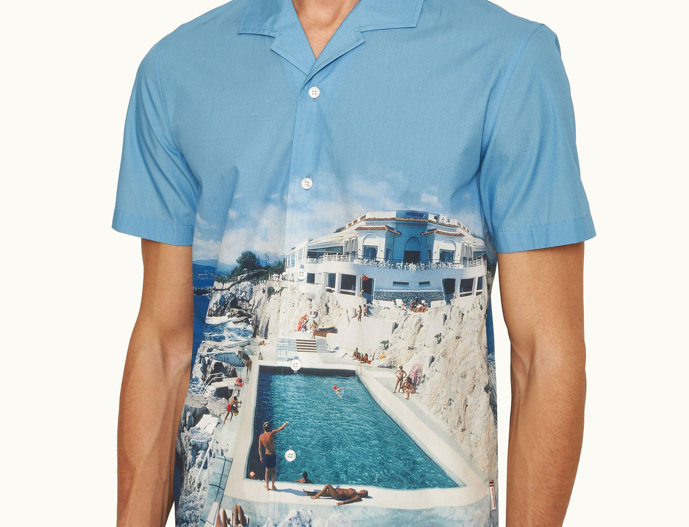 Hibbert Roc Pool Photographic Print Classic Fit Capri Collar Cotton Shirt | Roc Pool Ii