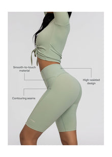 High-Waisted Performance Biker Shorts | Sage Green