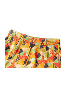 High-Waisted Print Flared Pants | Green