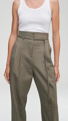 High-Waisted Belted Trouser in Seasonless Wool | Ash