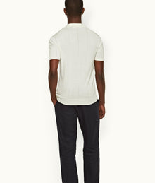 Horton Cotton Silk Tailored Fit Silk-Cotton Polo Shirt | White Sand