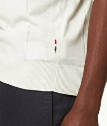 Horton Cotton Silk Tailored Fit Silk-Cotton Polo Shirt | White Sand