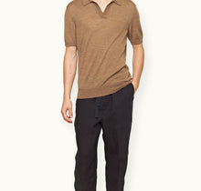 Horton Silk Tailored Fit Merino-Silk Knit Polo Shirt | Dark Biscuit