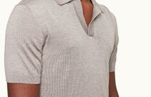 Horton Silk Tailored Fit Merino-Silk Knit Polo Shirt | Demille Grey