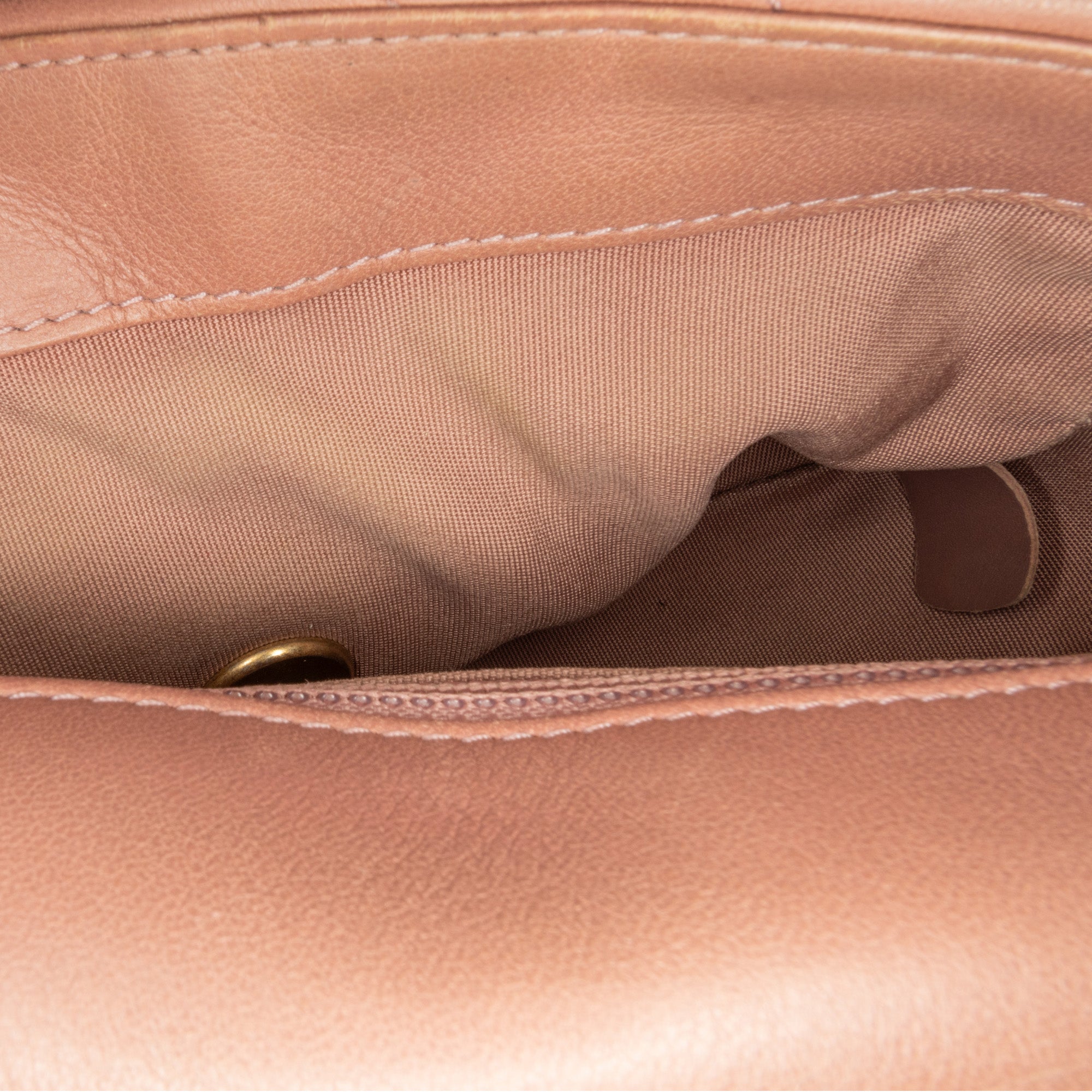 Chanel | Pre-Owned Mini Rectangular Chevron Lambskin Chain Around Flap | Pink/Light Pink