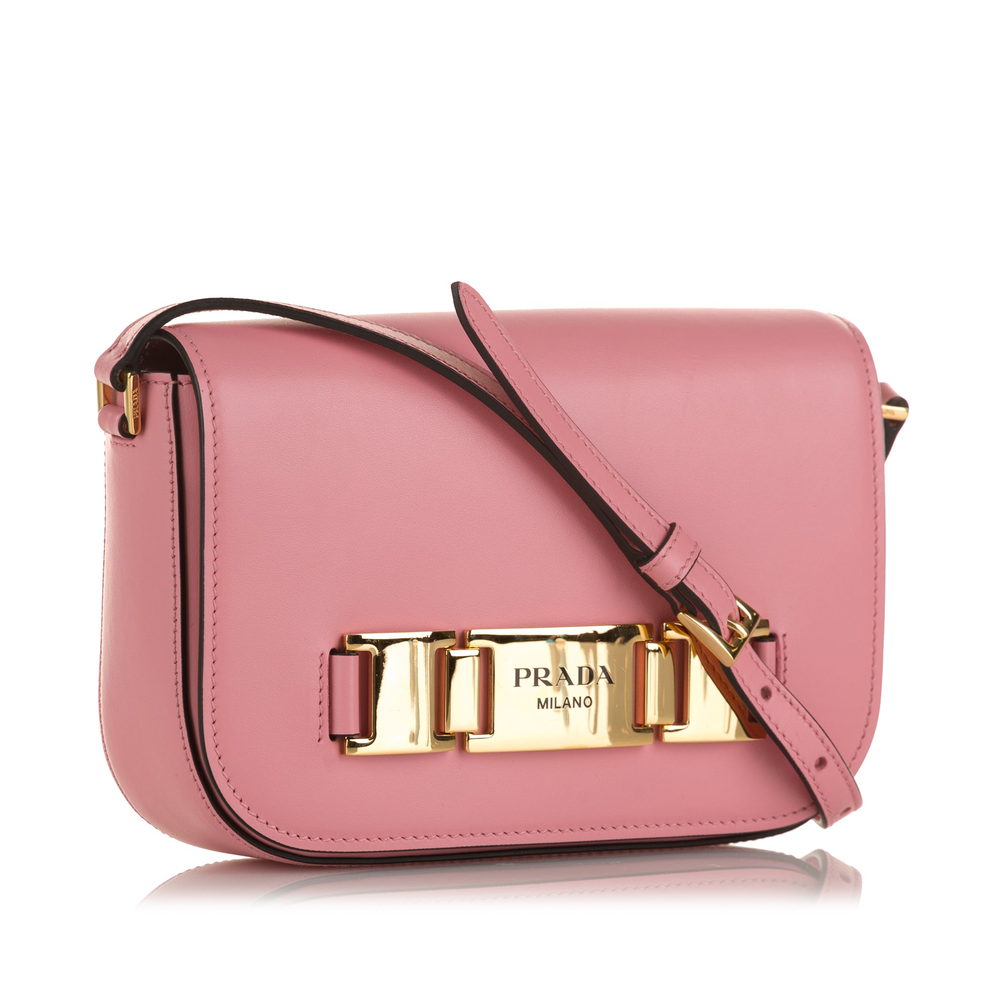 Prada Pre-Owned Glace Calf Etiquette Crossbody | Women | Pink