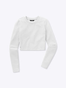 Womens | Long Sleeve Slim-Fit Tomboy-Cotton Cropped Tee | Ice